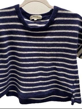 Madewell Navy and White Striped Cashmere Top